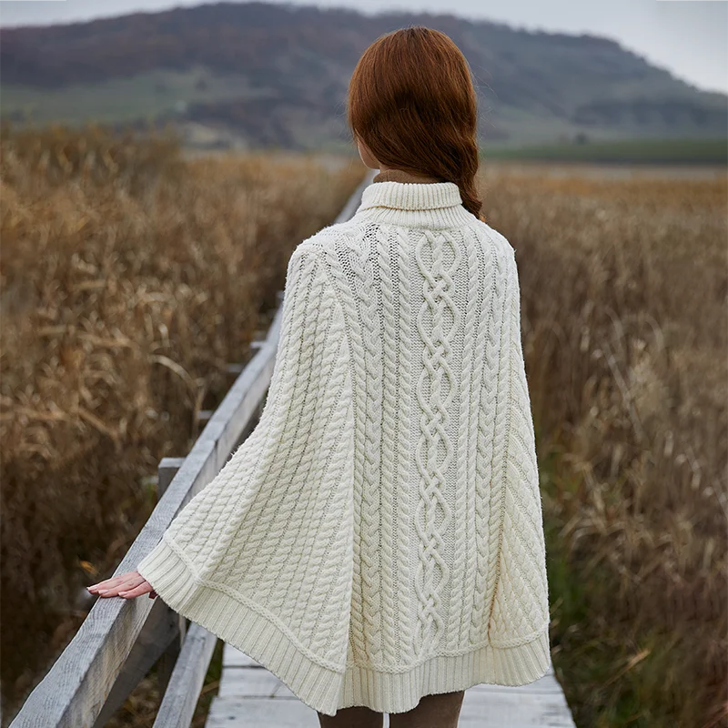 Ladies Cable Knit Poncho - Image 11 | Lily's Pad Studio