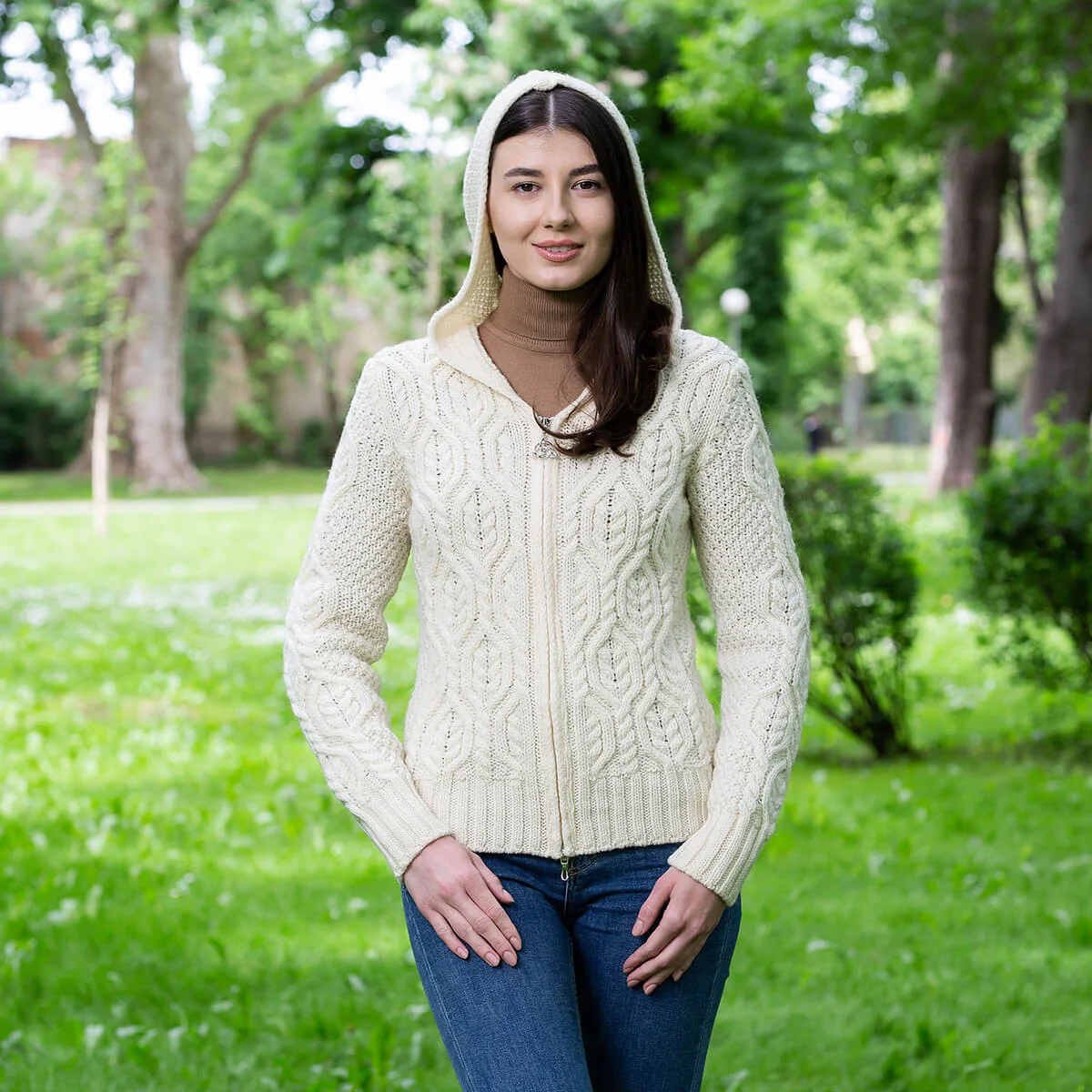 Ladies Double Collar Zipped Cardigan - Image 7 | Lily's Pad Studio