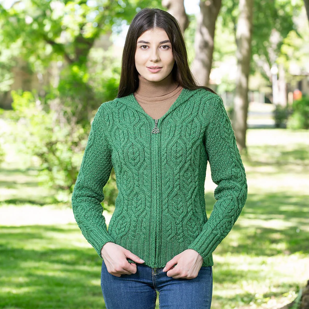 Ladies Double Collar Zipped Cardigan - Image 8 | Lily's Pad Studio