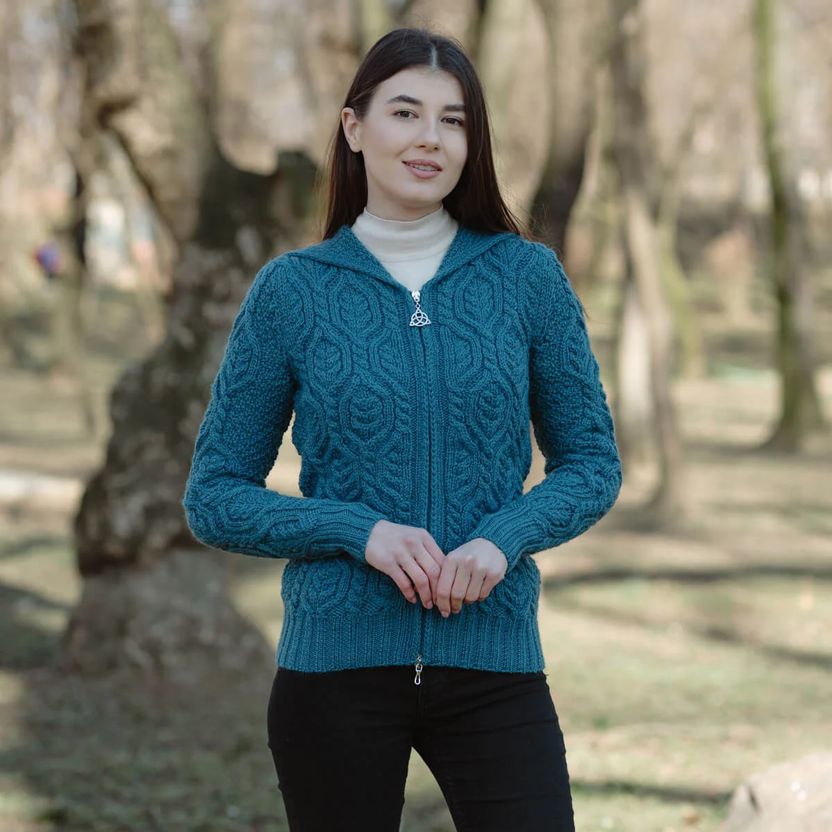 Ladies Double Collar Zipped Cardigan - Image 9 | Lily's Pad Studio