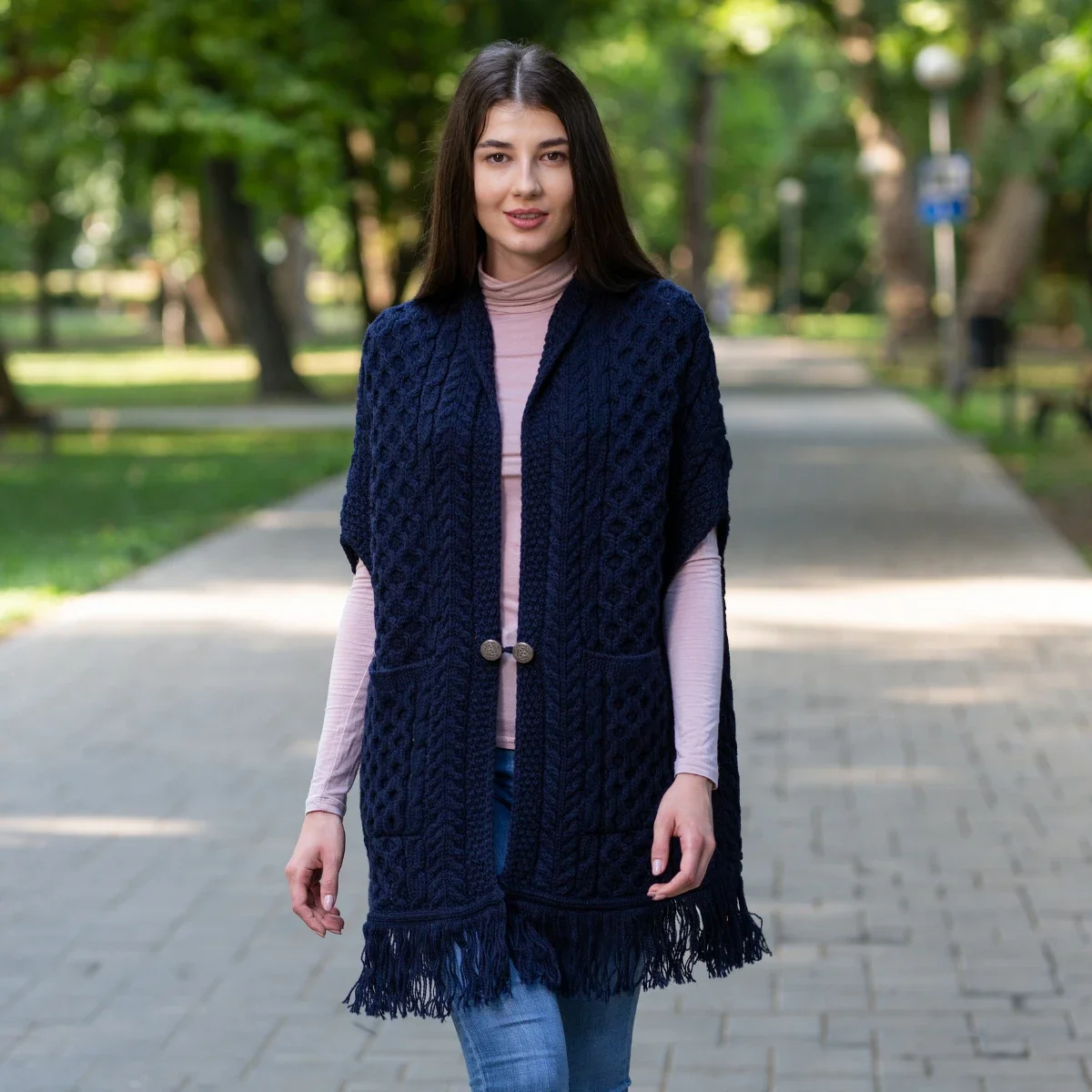 Ladies Irish Merino Pocket Shawl - Image 4 | Lily's Pad Studio