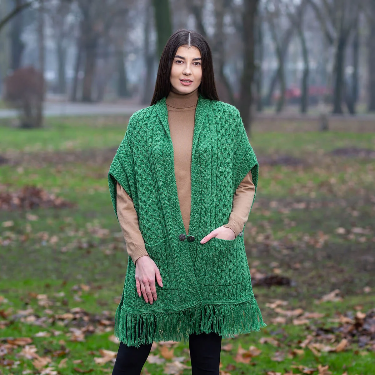 Ladies Irish Merino Pocket Shawl - Image 5 | Lily's Pad Studio