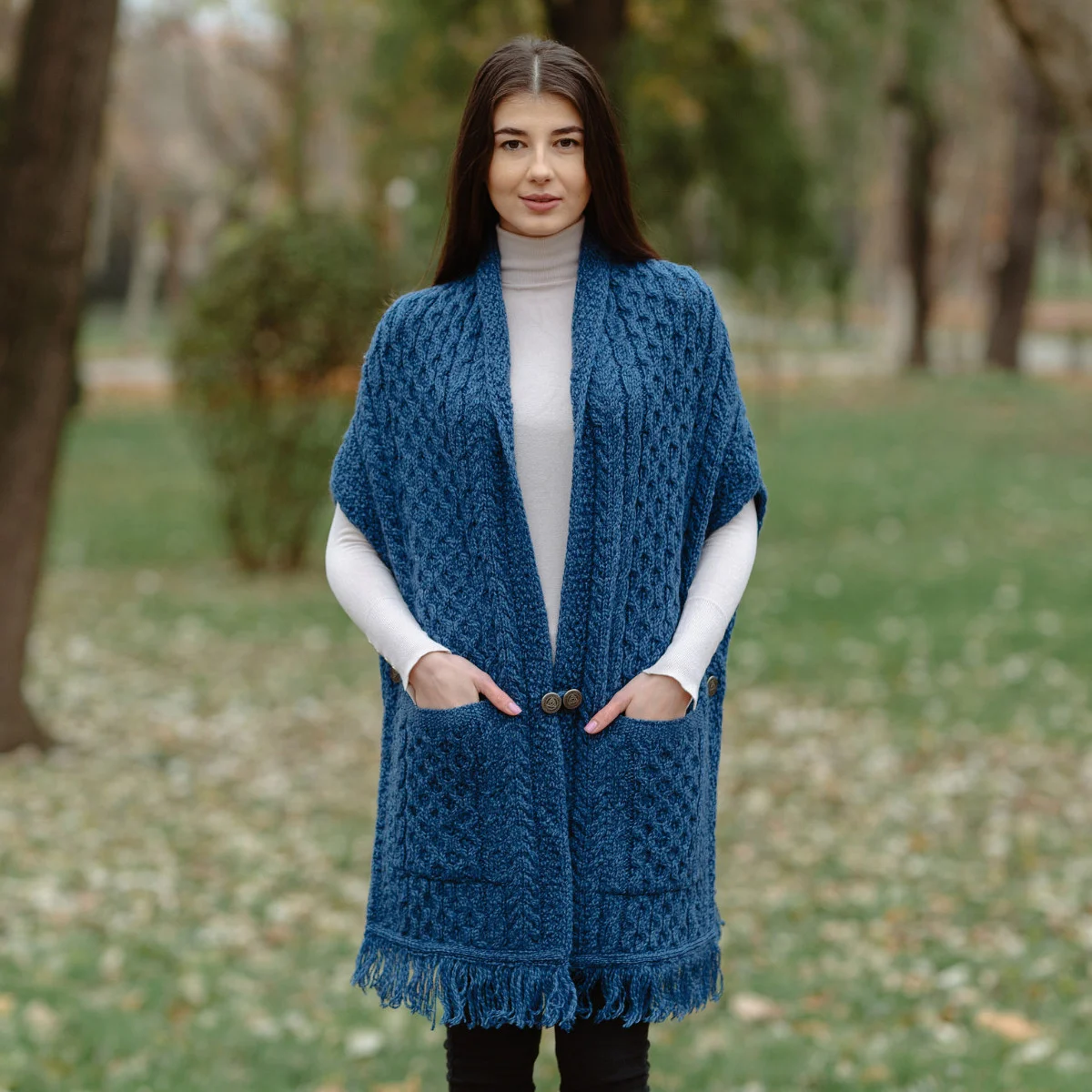 Ladies Irish Merino Pocket Shawl - Image 6 | Lily's Pad Studio