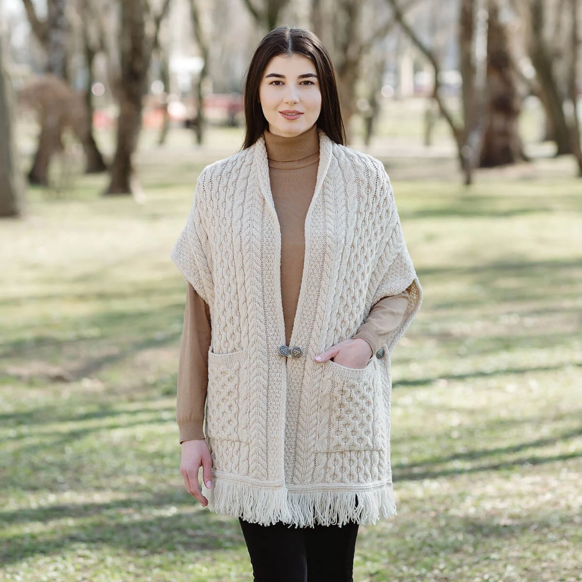 Ladies Irish Merino Pocket Shawl - Image 7 | Lily's Pad Studio
