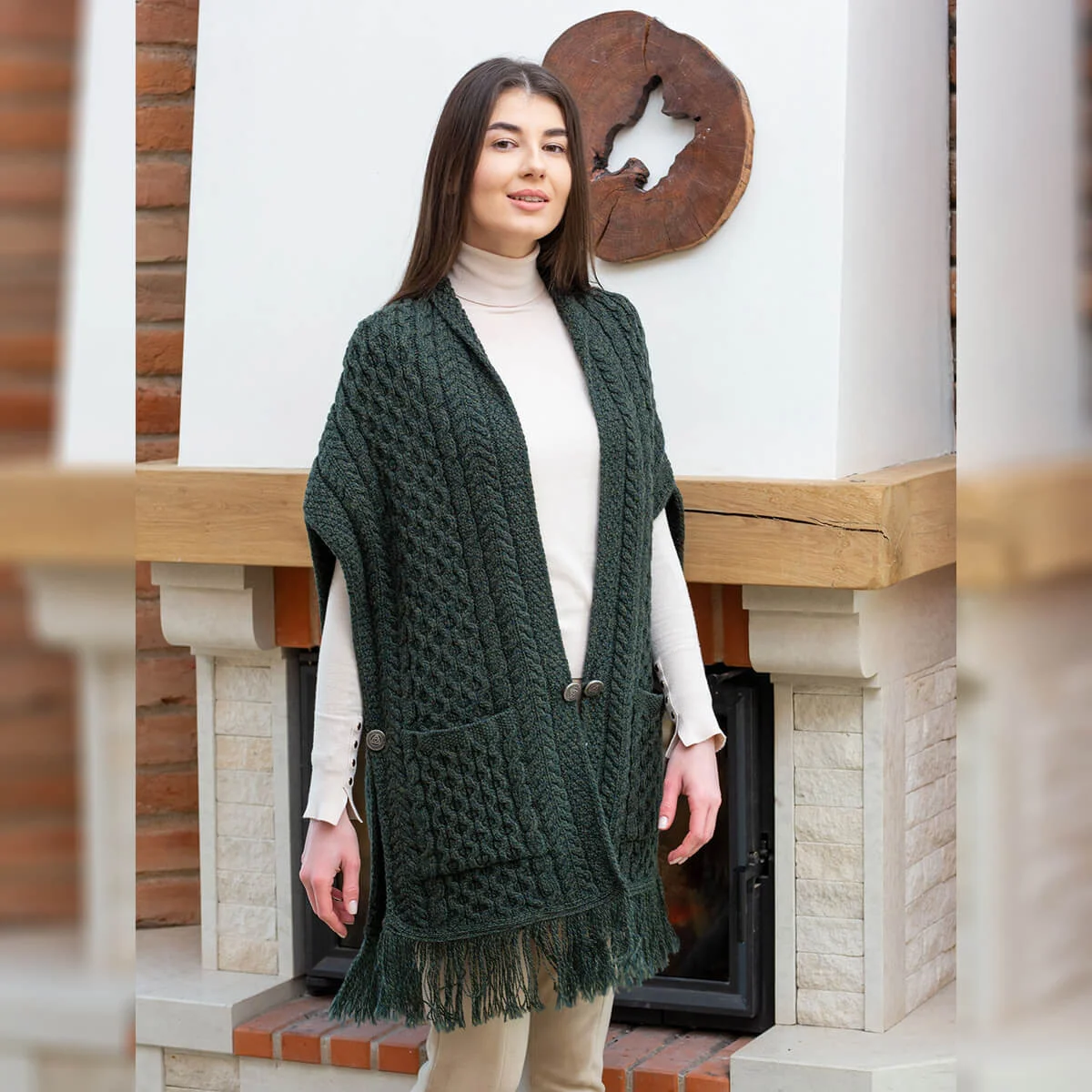 Ladies Irish Merino Pocket Shawl - Image 9 | Lily's Pad Studio