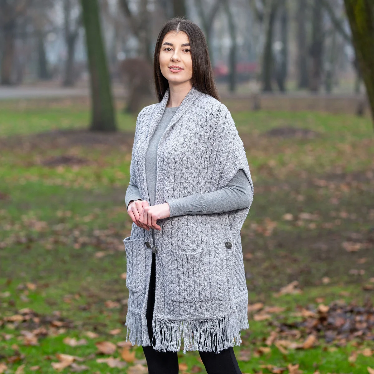 Ladies Irish Merino Pocket Shawl - Image 10 | Lily's Pad Studio