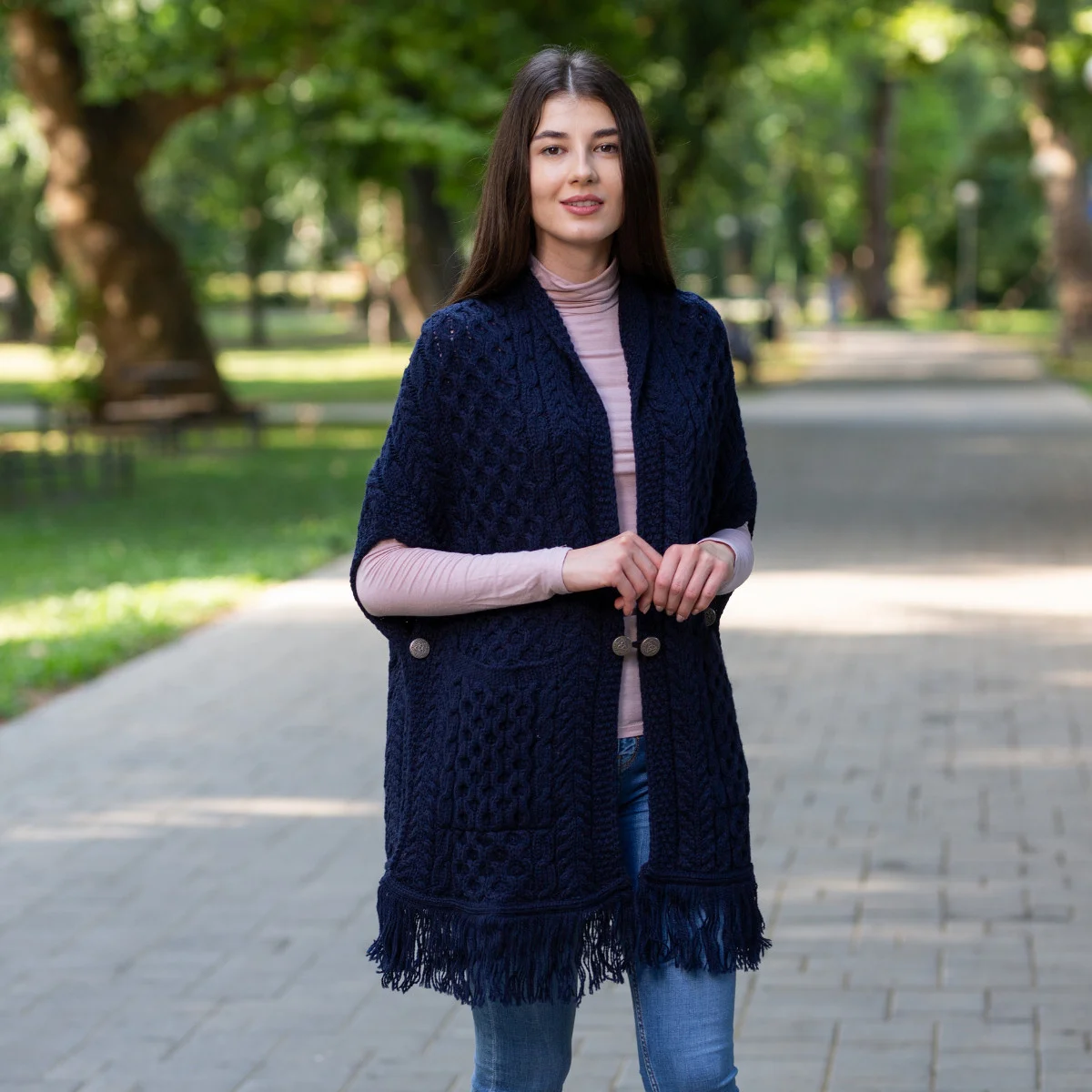 Ladies Irish Merino Pocket Shawl - Image 11 | Lily's Pad Studio