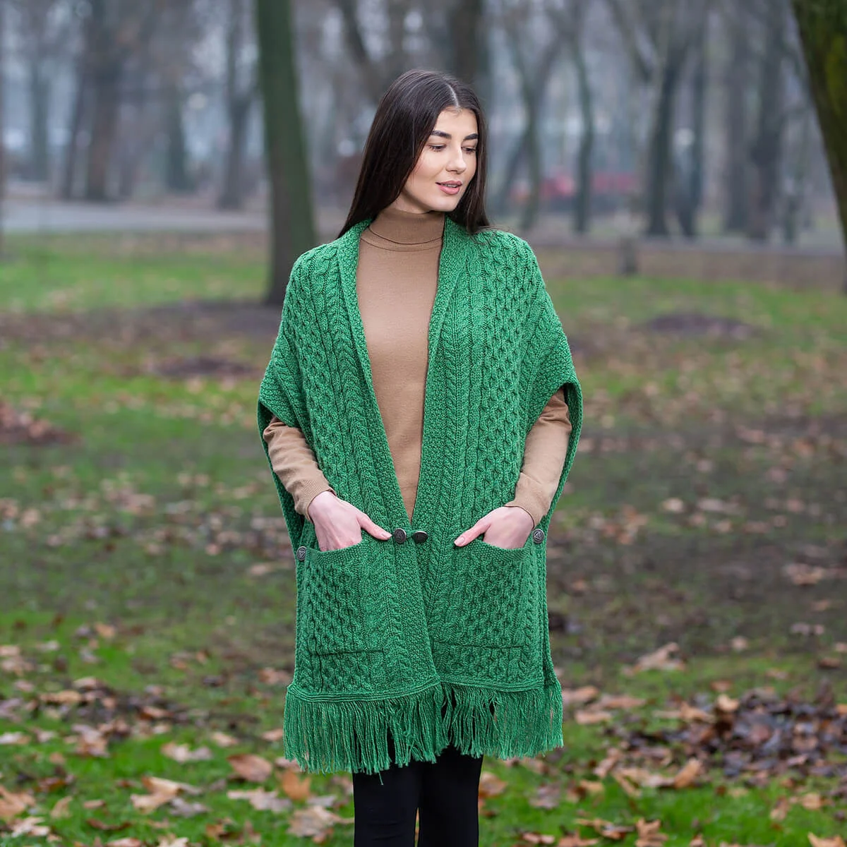 Ladies Irish Merino Pocket Shawl - Image 12 | Lily's Pad Studio