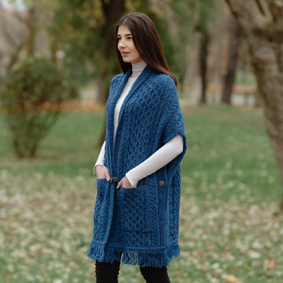 Ladies Irish Merino Pocket Shawl - Image 13 | Lily's Pad Studio