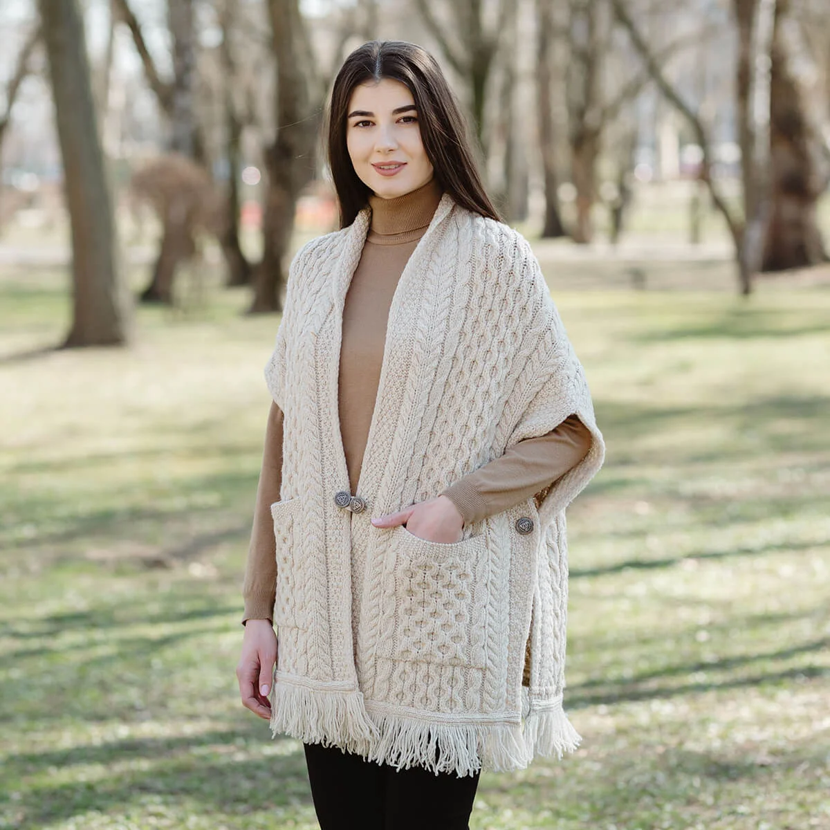 Ladies Irish Merino Pocket Shawl - Image 14 | Lily's Pad Studio