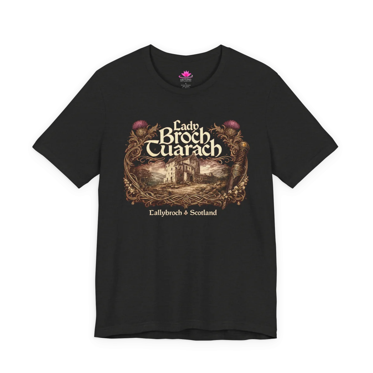 Lady Broch Tuarach Scotland T-Shirt – Outlander Inspired Scottish Shirt - Image 3 | Lily's Pad Studio