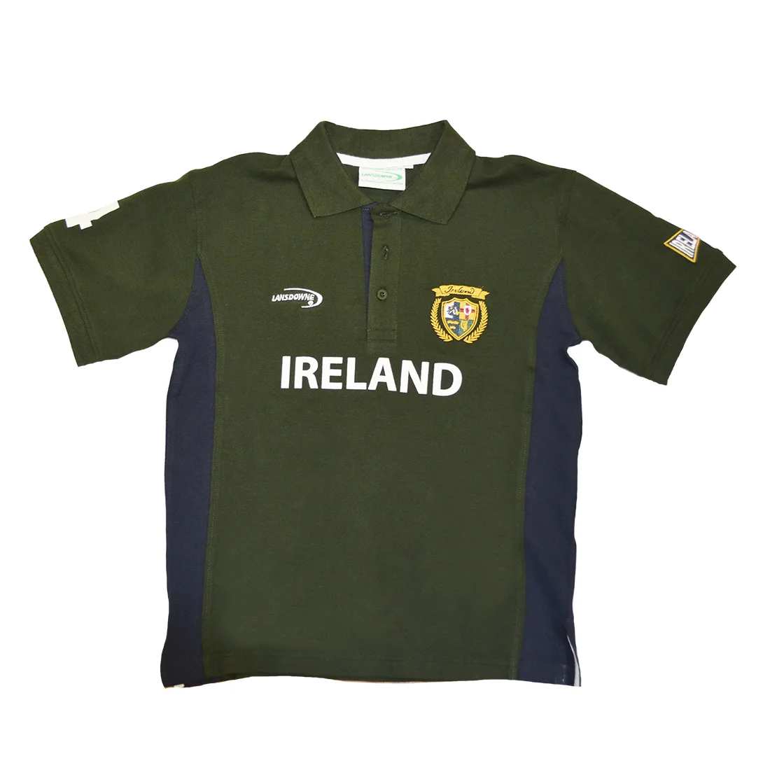 Lansdowne Kids Ireland Polo Shirt - Green/Navy Cotton - Image 2 | Lily's Pad Studio