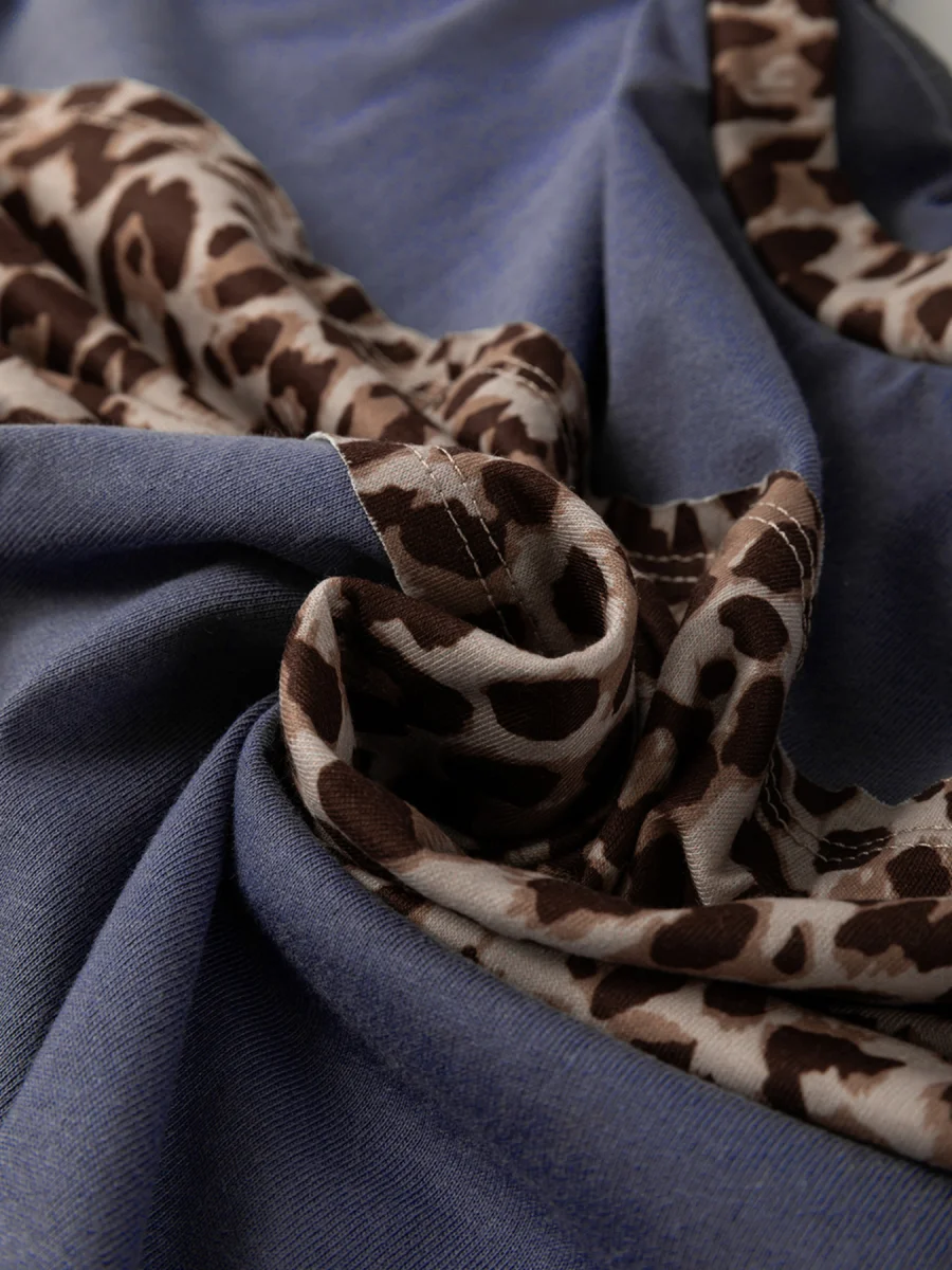 Leopard Color Block Long Sleeve Drop Shoulder Top - Image 7 | Lily's Pad Studio