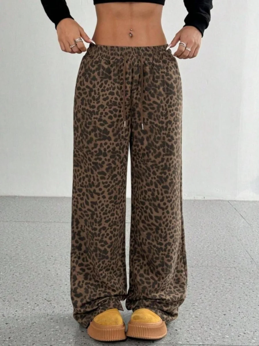 Leopard Drawstring Wide Leg Pants - Image 1 | Lily's Pad Studio