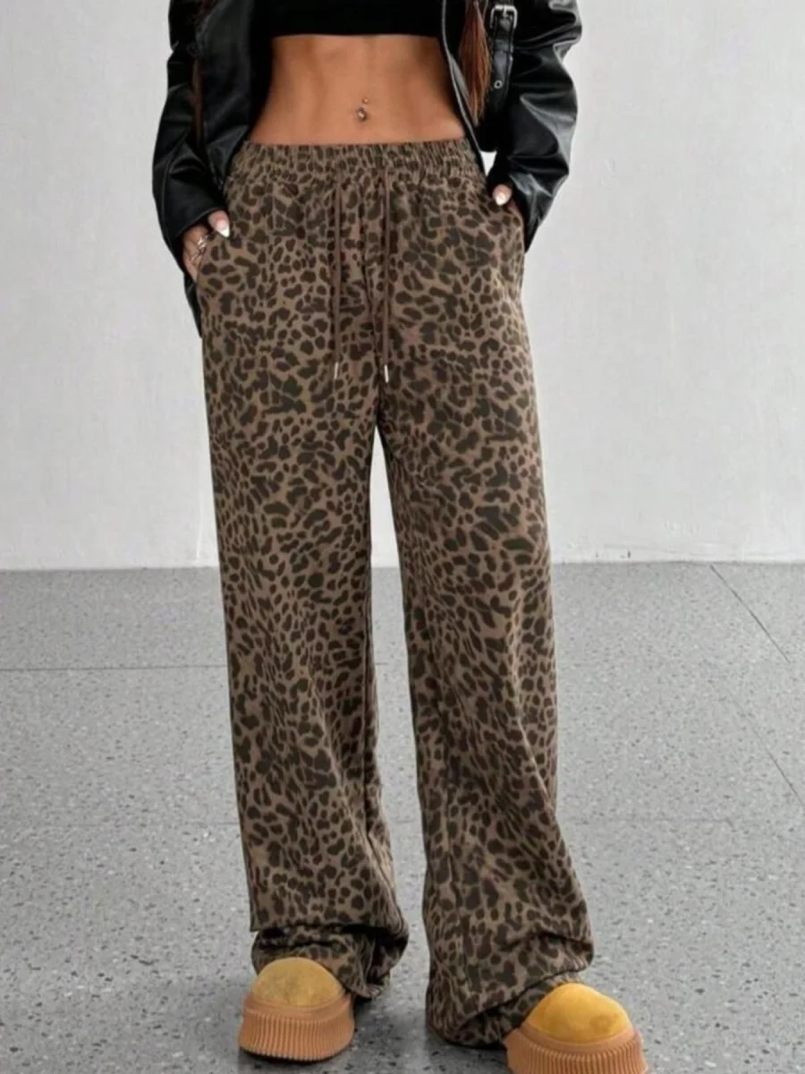 Leopard Drawstring Wide Leg Pants - Image 2 | Lily's Pad Studio