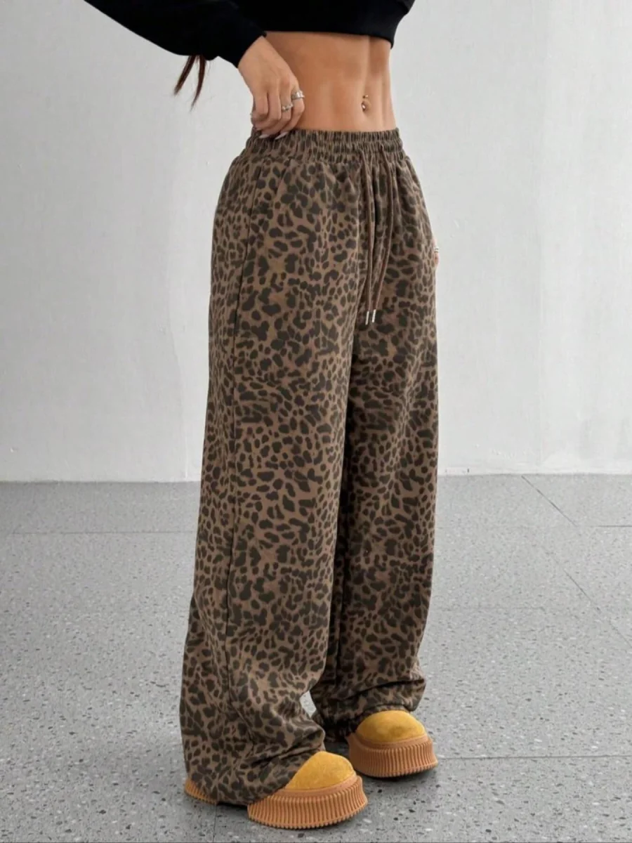 Leopard Drawstring Wide Leg Pants - Image 4 | Lily's Pad Studio
