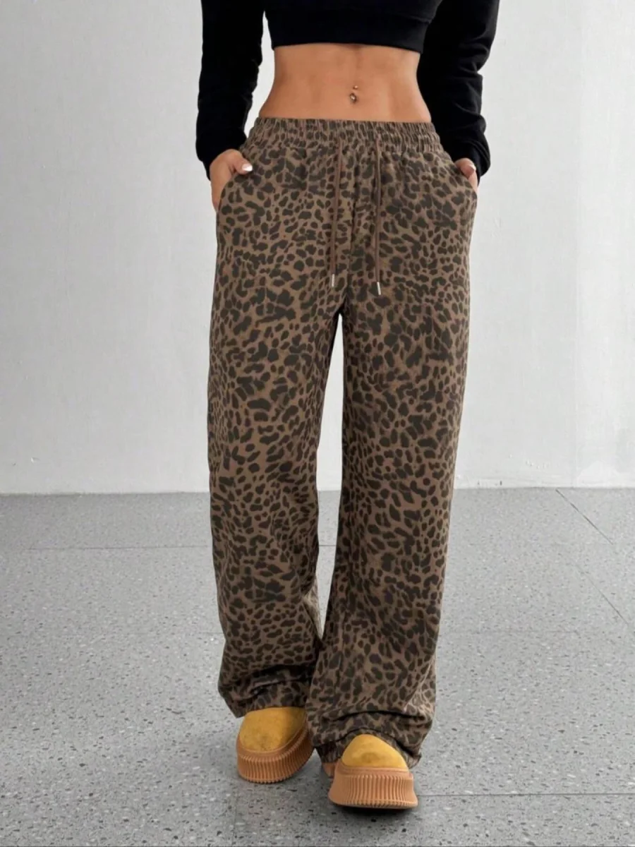 Leopard Drawstring Wide Leg Pants - Image 5 | Lily's Pad Studio