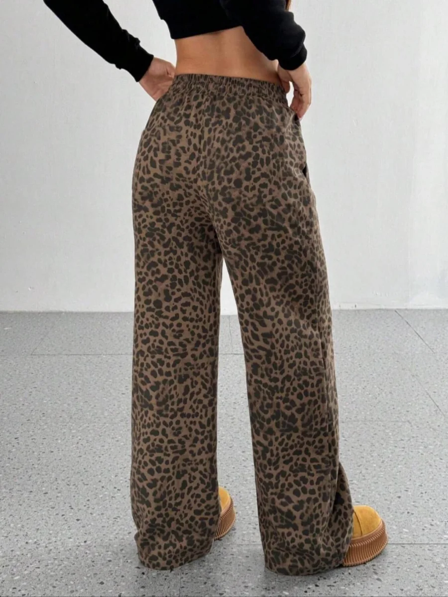 Leopard Drawstring Wide Leg Pants - Image 6 | Lily's Pad Studio