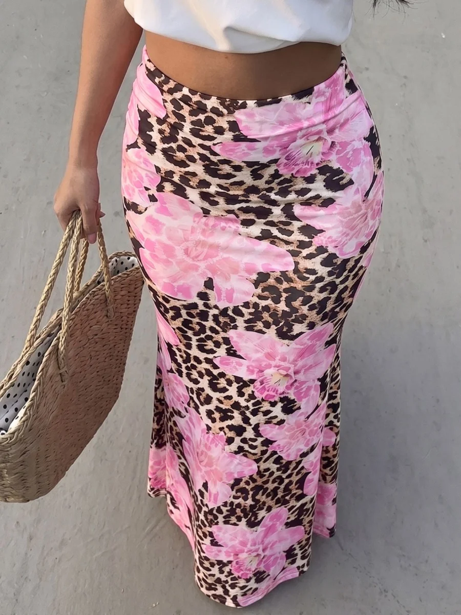 Leopard Print Bodycon Maxi Skirt - Image 4 | Lily's Pad Studio