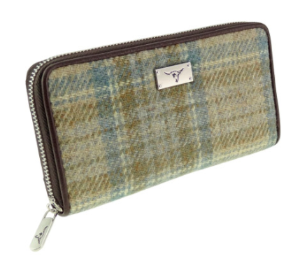 Long Scottish Harris Tweed Zip Purse – Staffa Tartan Wallet with Highland Cow Detail - Image 7 | Lily's Pad Studio