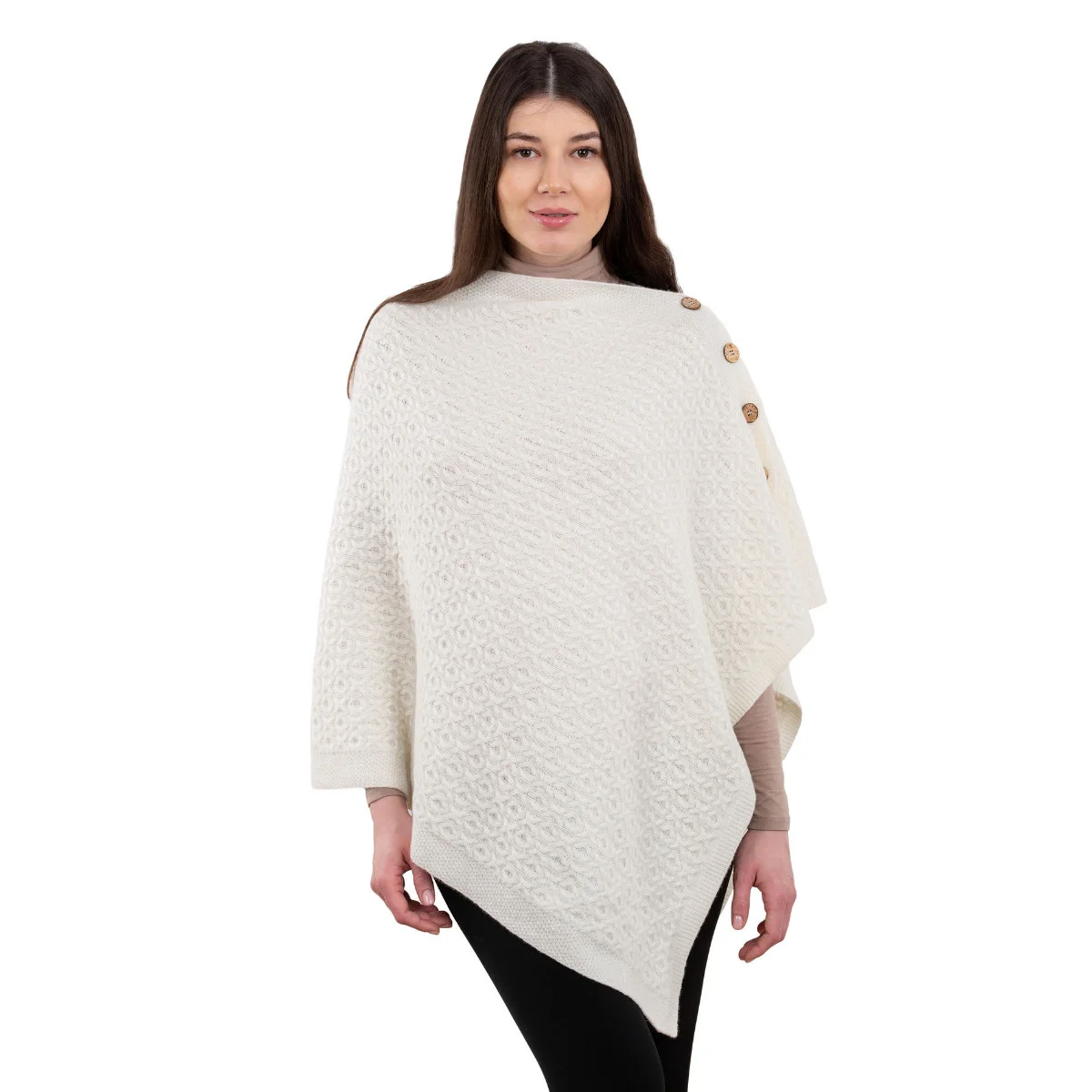 Luxurious Knit Lambswool Poncho – Classic Wool Blend Shawl Wrap - Image 2 | Lily's Pad Studio