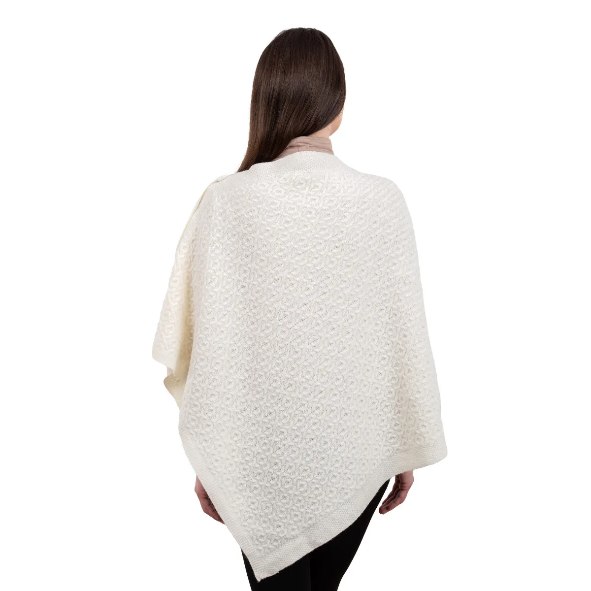 Luxurious Knit Lambswool Poncho – Classic Wool Blend Shawl Wrap - Image 3 | Lily's Pad Studio