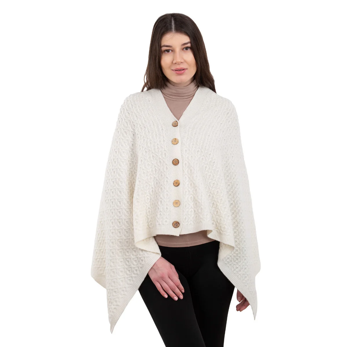 Luxurious Knit Lambswool Poncho – Classic Wool Blend Shawl Wrap - Image 4 | Lily's Pad Studio