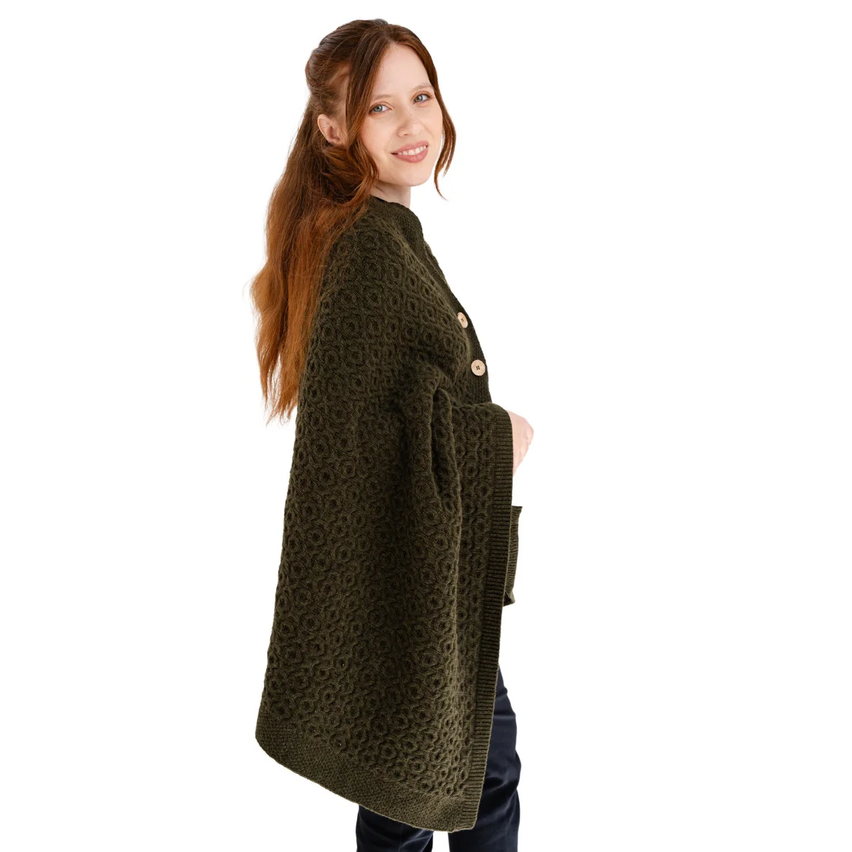 Luxurious Knit Lambswool Poncho – Classic Wool Blend Shawl Wrap - Image 7 | Lily's Pad Studio