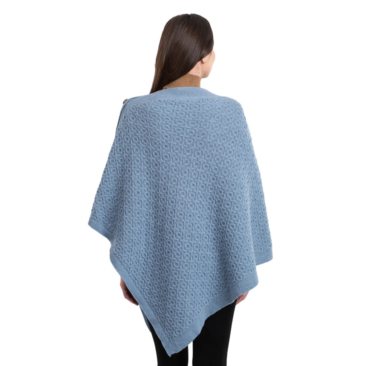 Luxurious Knit Lambswool Poncho – Classic Wool Blend Shawl Wrap - Image 12 | Lily's Pad Studio