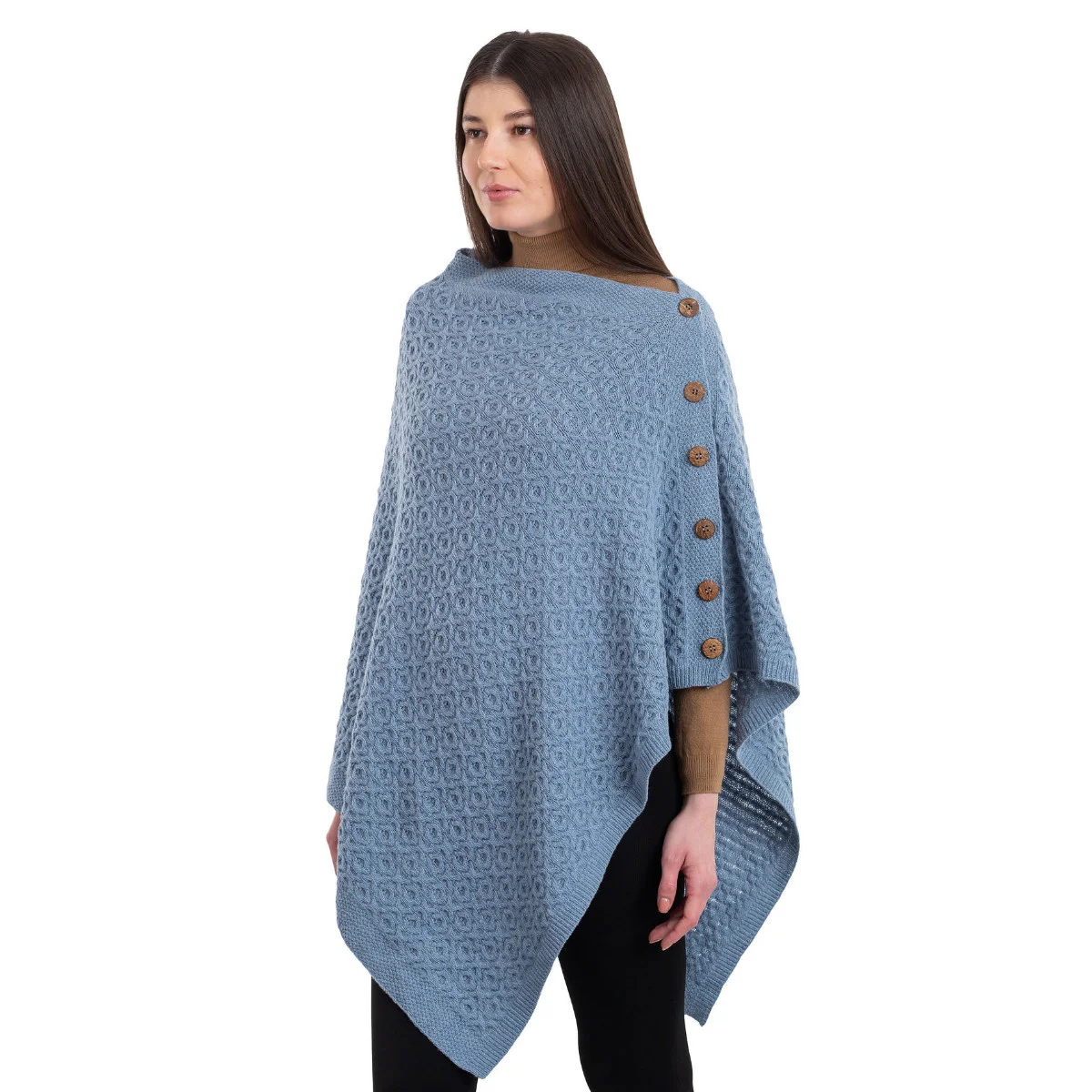 Luxurious Knit Lambswool Poncho – Classic Wool Blend Shawl Wrap - Image 11 | Lily's Pad Studio