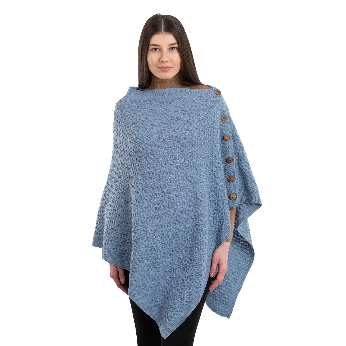 Luxurious Knit Lambswool Poncho – Classic Wool Blend Shawl Wrap - Image 10 | Lily's Pad Studio
