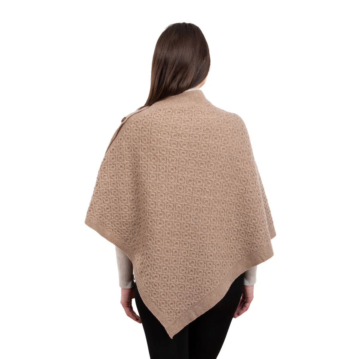 Luxurious Knit Lambswool Poncho – Classic Wool Blend Shawl Wrap - Image 15 | Lily's Pad Studio