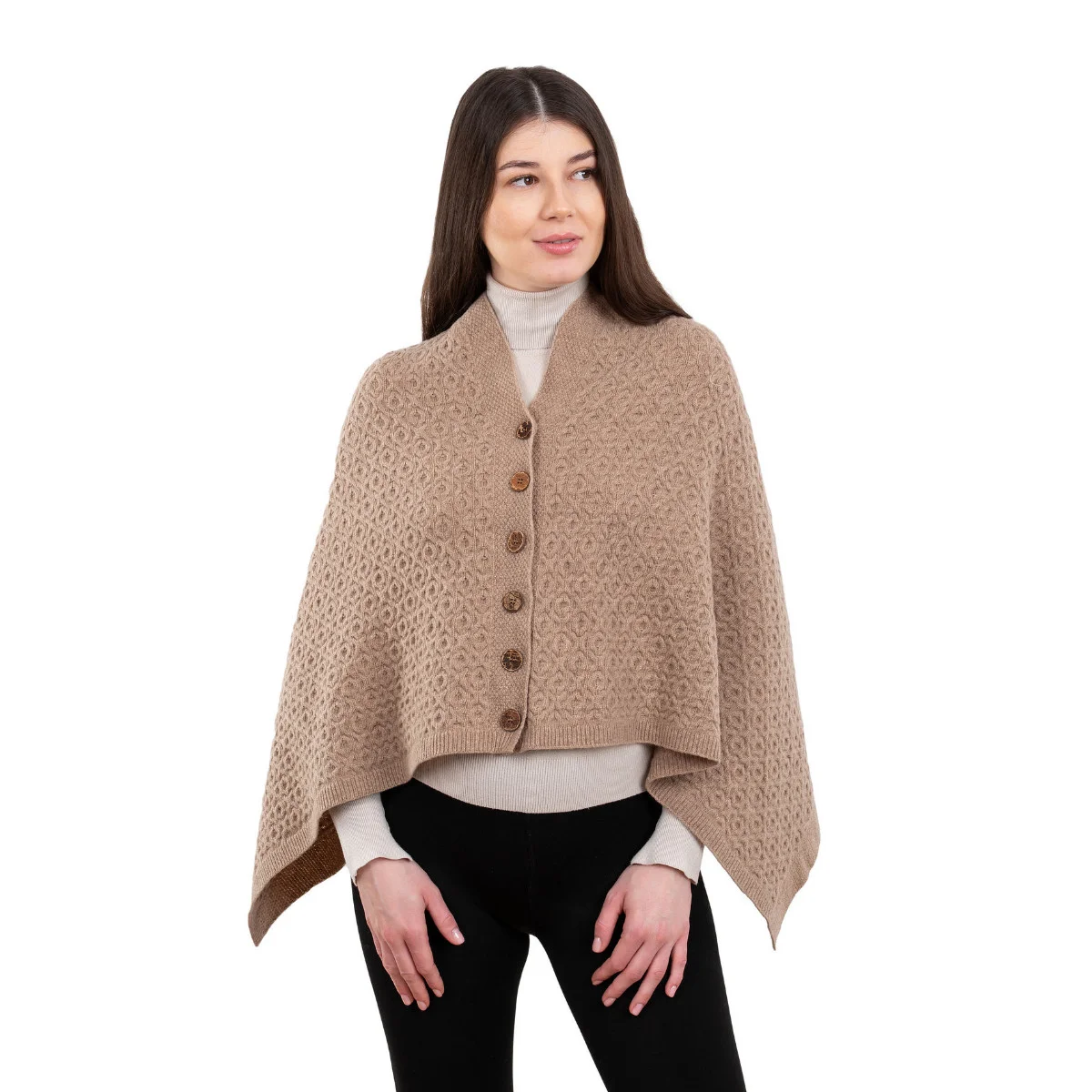 Luxurious Knit Lambswool Poncho – Classic Wool Blend Shawl Wrap - Image 13 | Lily's Pad Studio