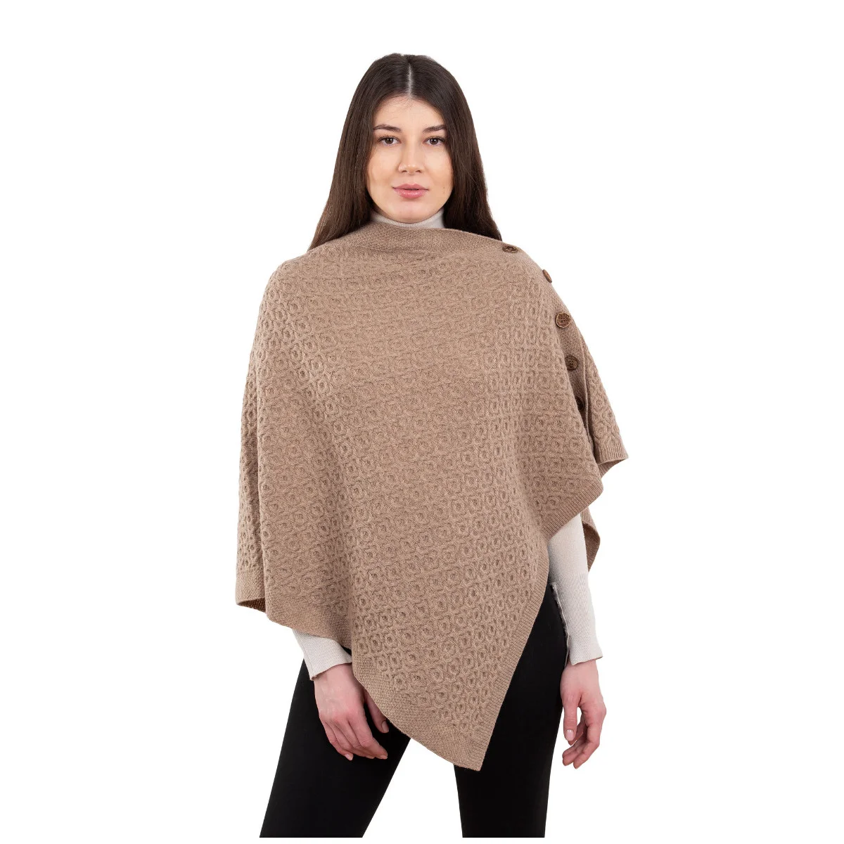 Luxurious Knit Lambswool Poncho – Classic Wool Blend Shawl Wrap - Image 14 | Lily's Pad Studio