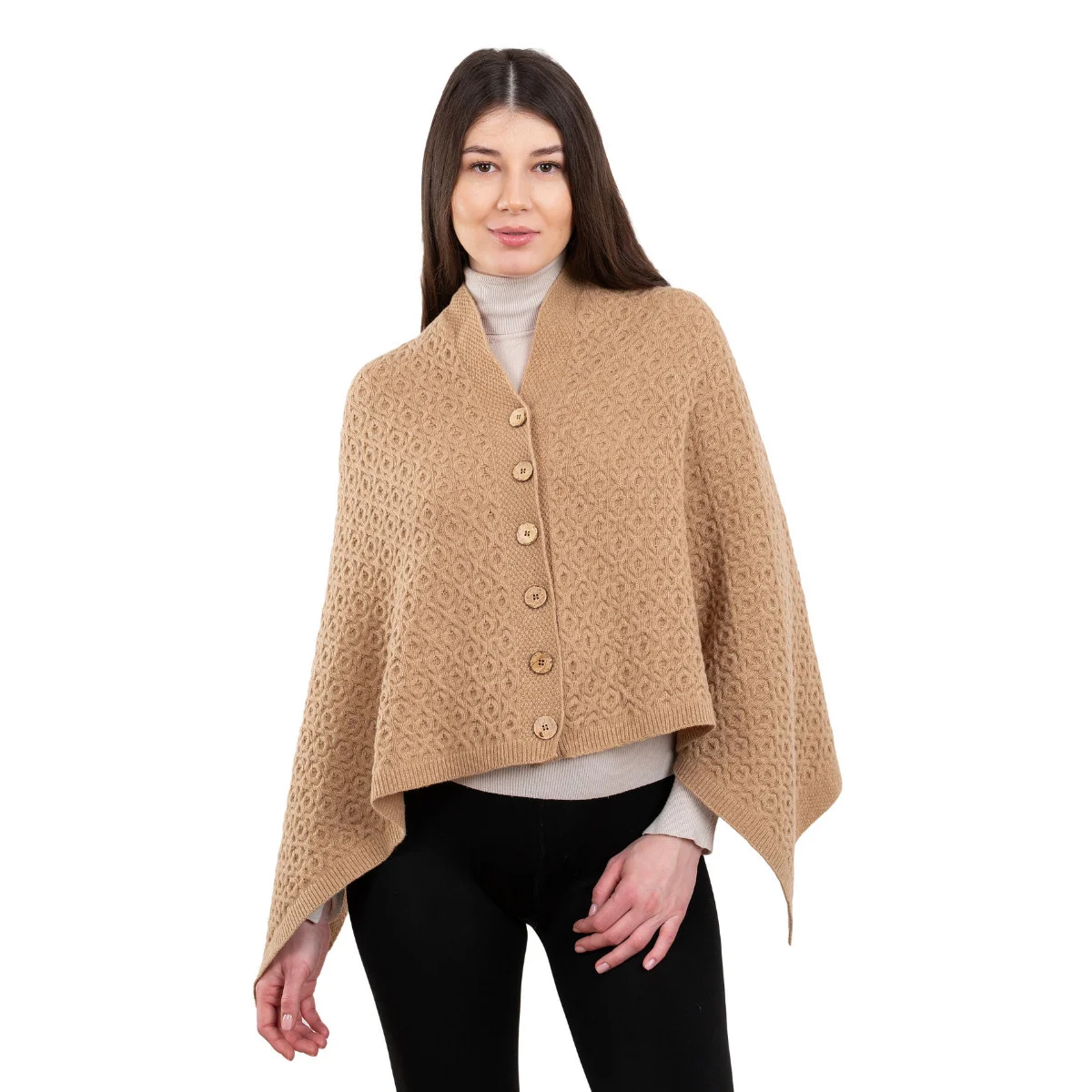 Luxurious Knit Lambswool Poncho – Classic Wool Blend Shawl Wrap - Image 16 | Lily's Pad Studio