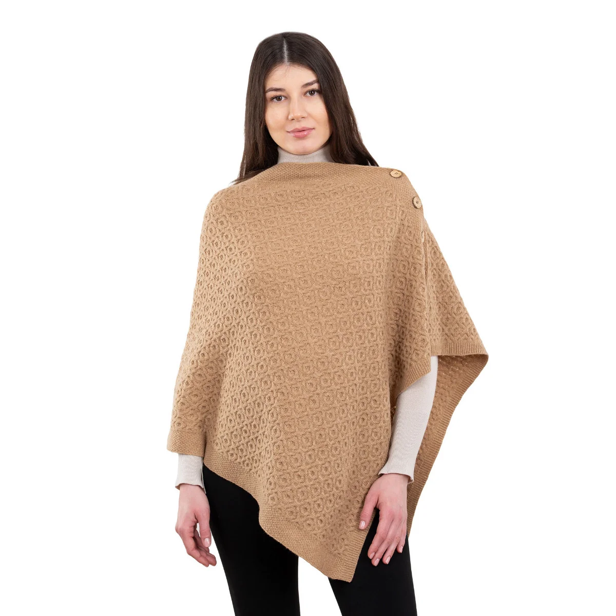 Luxurious Knit Lambswool Poncho – Classic Wool Blend Shawl Wrap - Image 17 | Lily's Pad Studio