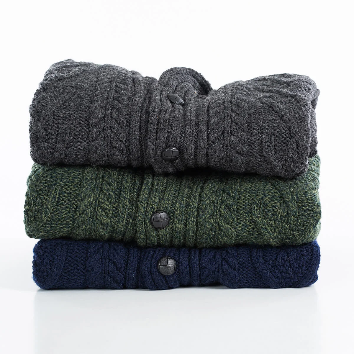 Men’s Aran Cable Shawl Collar Cardigan – 100% Merino Wool Irish Knit - Image 21 | Lily's Pad Studio