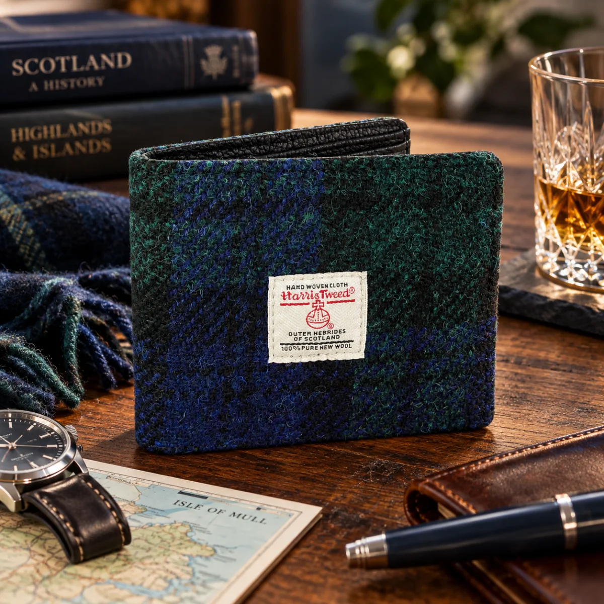 Men's Harris Tweed Mull Bi-Fold Wallet - Image 1 | Lily's Pad Studio