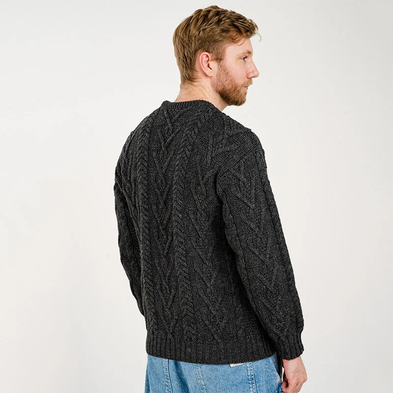 Men’s Merino Wool Aran Sweater – Classic Irish Cable Knit Crew Neck Jumper - Image 11 | Lily's Pad Studio