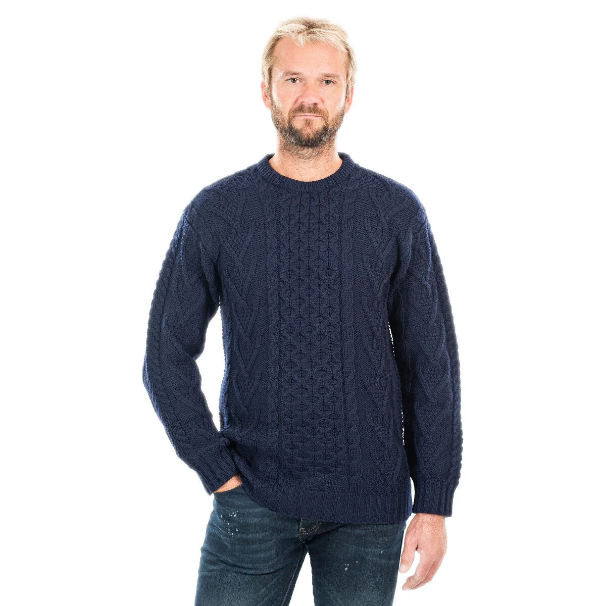 Men’s Merino Wool Aran Sweater – Classic Irish Cable Knit Crew Neck Jumper - Image 14 | Lily's Pad Studio
