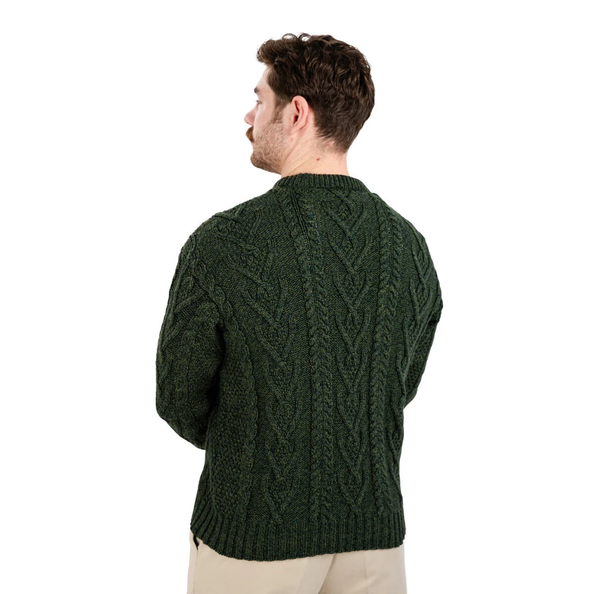 Men’s Merino Wool Aran Sweater – Classic Irish Cable Knit Crew Neck Jumper - Image 16 | Lily's Pad Studio