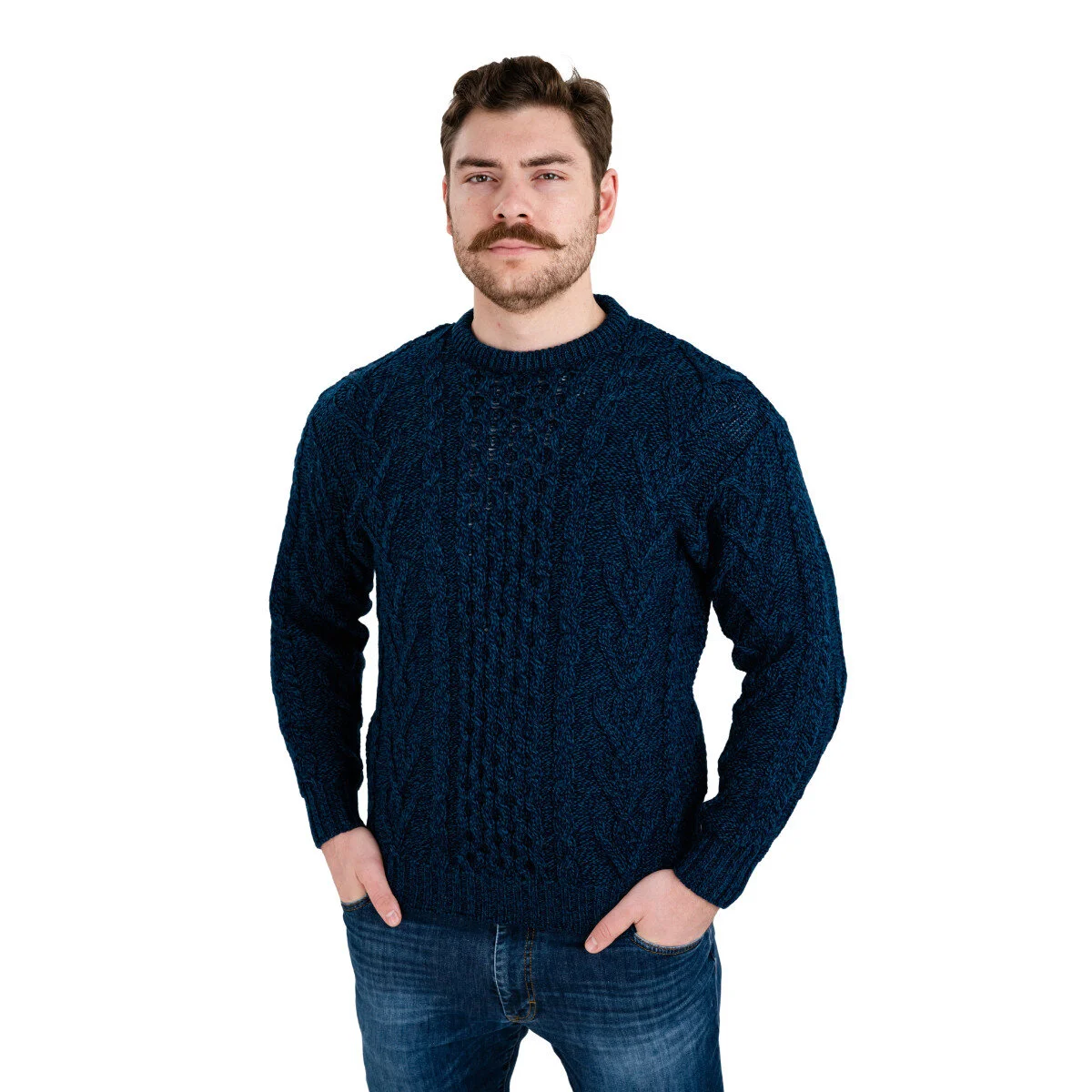 Men’s Merino Wool Aran Sweater – Classic Irish Cable Knit Crew Neck Jumper - Image 17 | Lily's Pad Studio