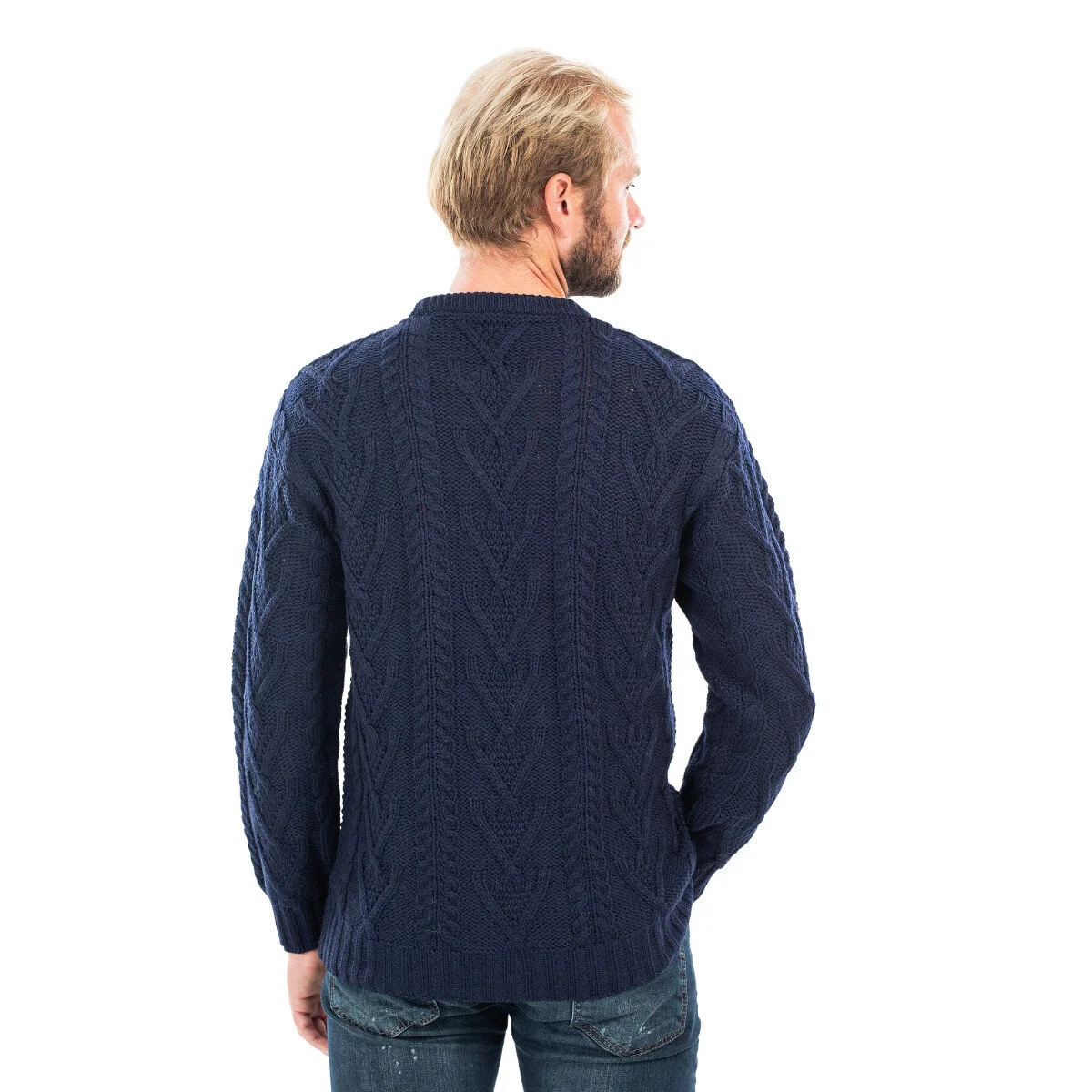 Men’s Merino Wool Aran Sweater – Classic Irish Cable Knit Crew Neck Jumper - Image 18 | Lily's Pad Studio