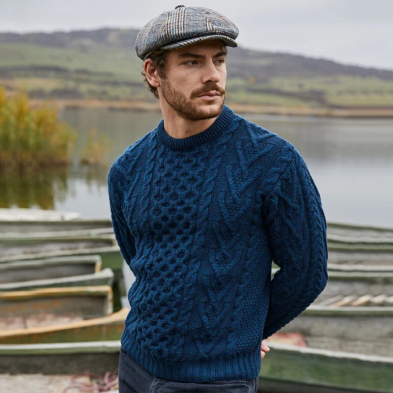 Men’s Merino Wool Aran Sweater – Classic Irish Cable Knit Crew Neck Jumper - Image 20 | Lily's Pad Studio