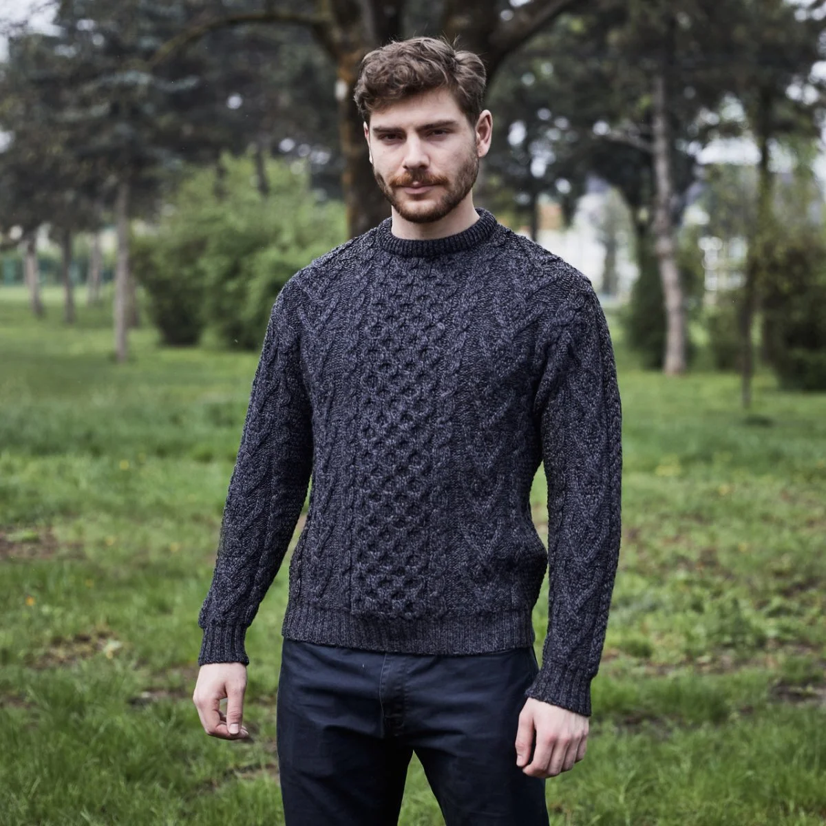 Men’s Merino Wool Aran Sweater – Classic Irish Cable Knit Crew Neck Jumper - Image 22 | Lily's Pad Studio