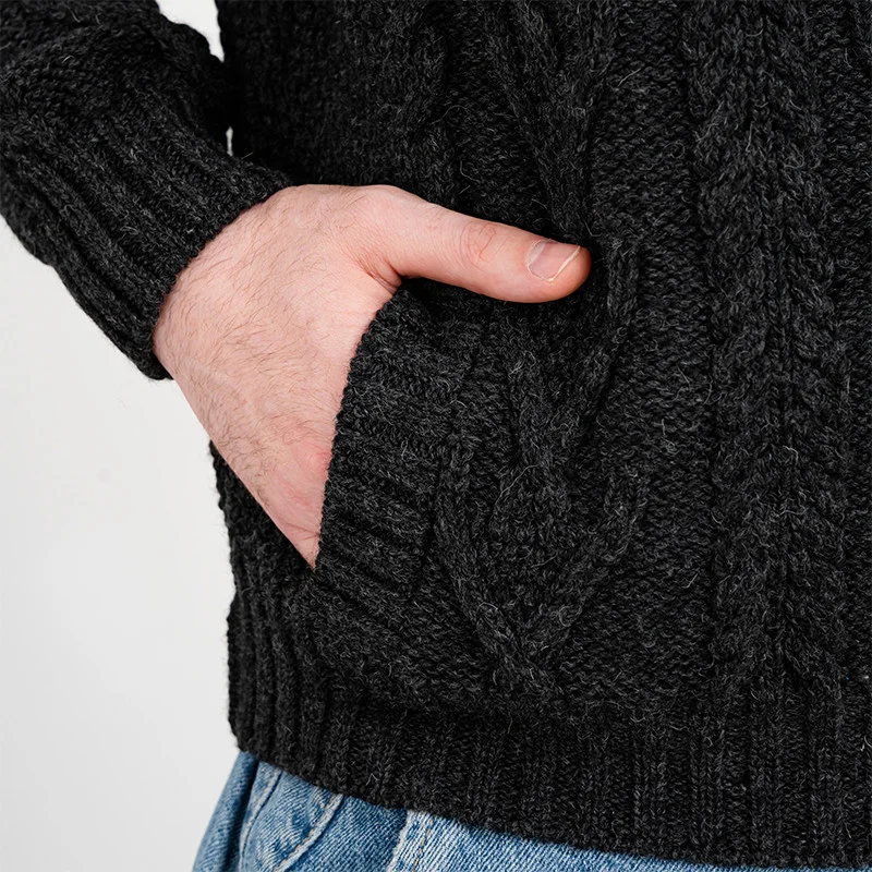 Men’s Merino Wool Shawl Collar Sweater – Single Button Irish Knit - Image 21 | Lily's Pad Studio