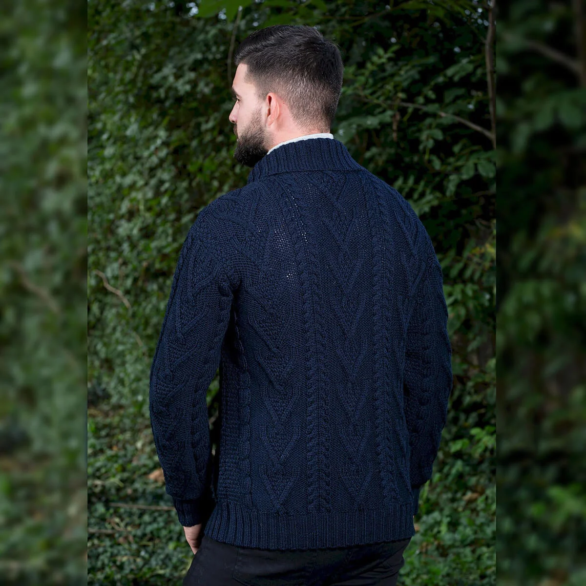 Men’s Merino Wool Shawl Collar Sweater – Single Button Irish Knit - Image 25 | Lily's Pad Studio