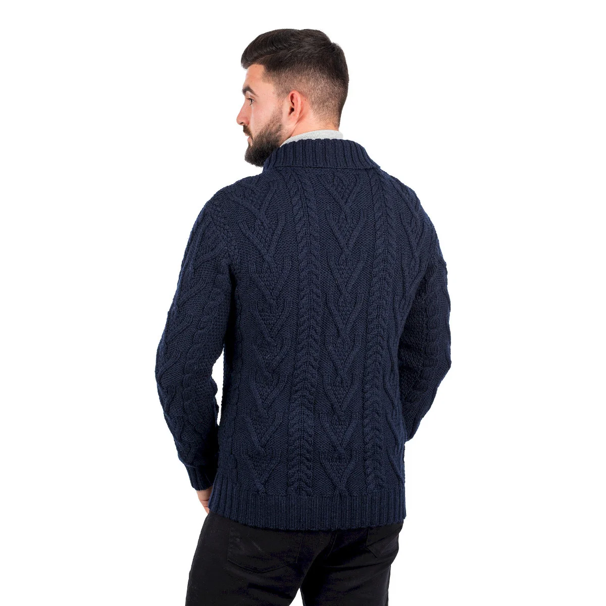 Men’s Merino Wool Shawl Collar Sweater – Single Button Irish Knit - Image 26 | Lily's Pad Studio
