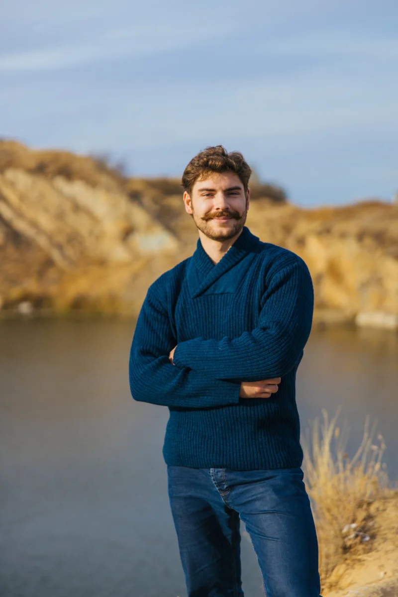 Men's Shawl Collar Fisherman Sweater - Image 2 | Lily's Pad Studio