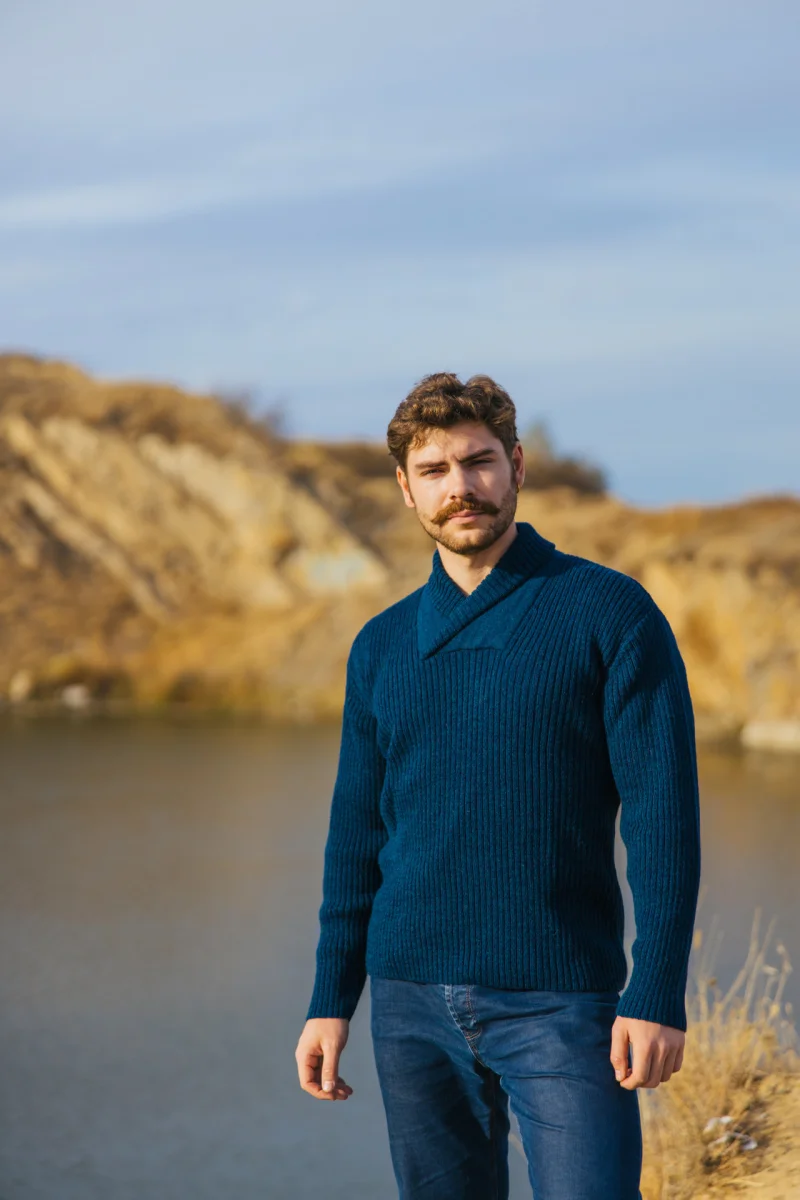 Men's Shawl Collar Fisherman Sweater - Image 3 | Lily's Pad Studio
